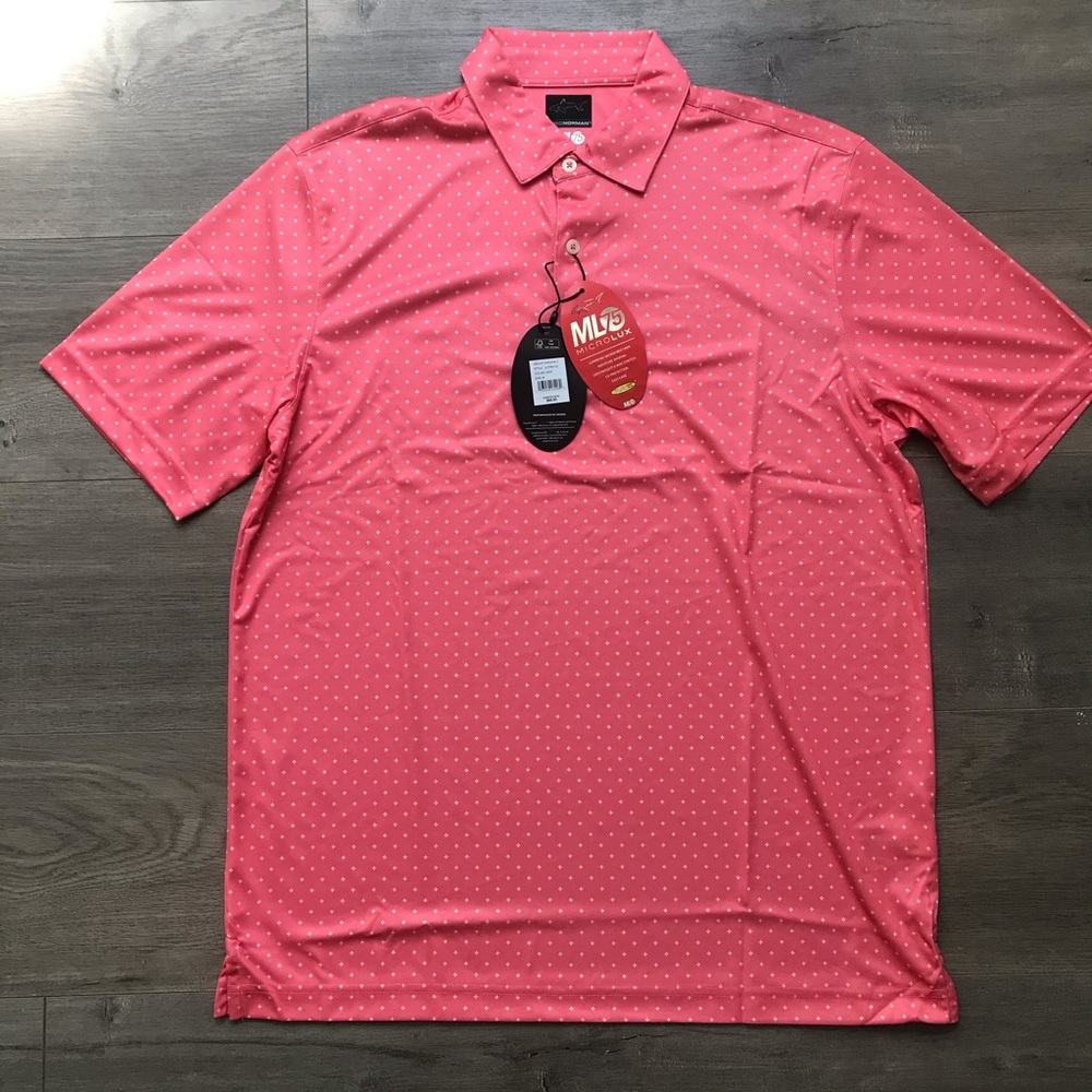 NWT Greg Norman Men’s  Microlux Printed Golf Polo